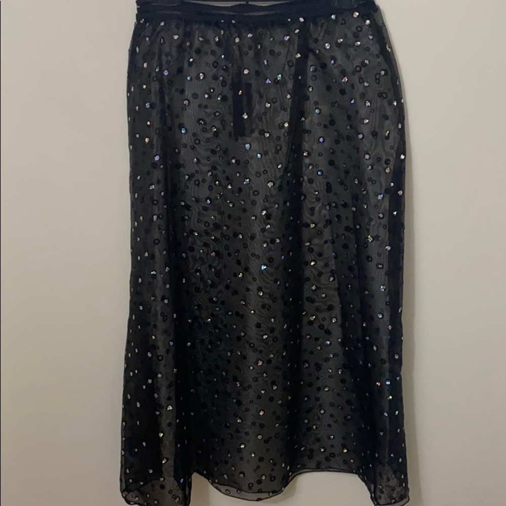 NWT J+Co sheer black glitter party skirt